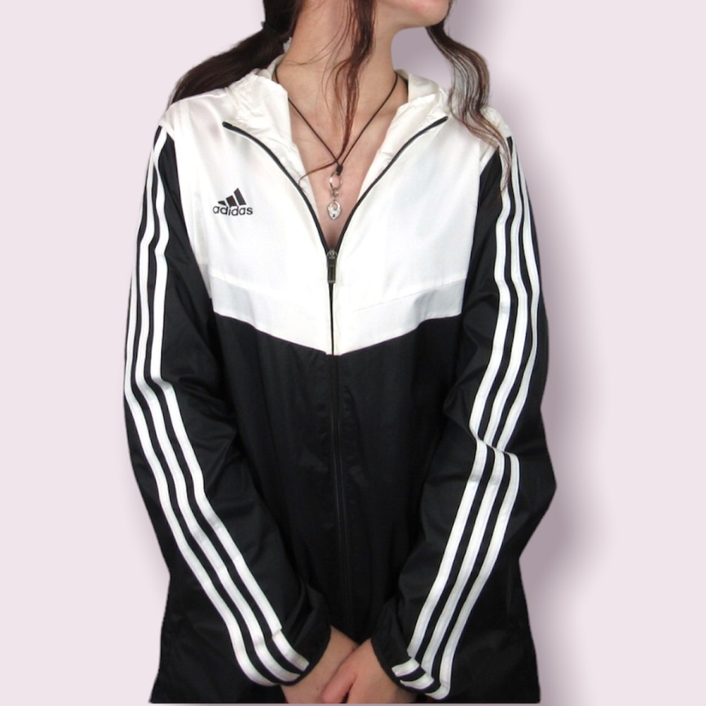 2000's Adidas Black and White Jacket 3 Stripes Vintage Jacket